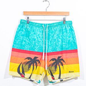 Overboard Sun Surf Palm Trees AOP Shorts Large VTG 90s Skate Retro